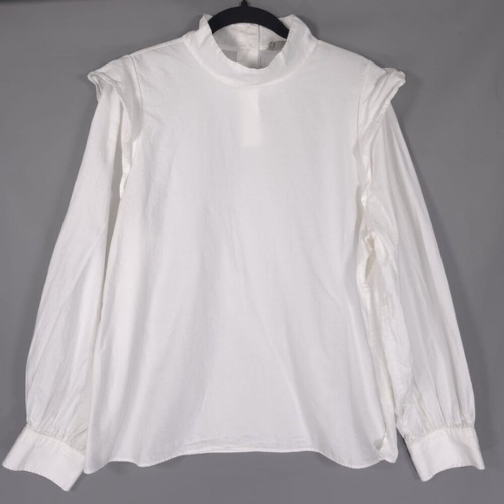 Everlane Women’s The Wing-Shoulder Mockneck Long Sleeve Top Size 12